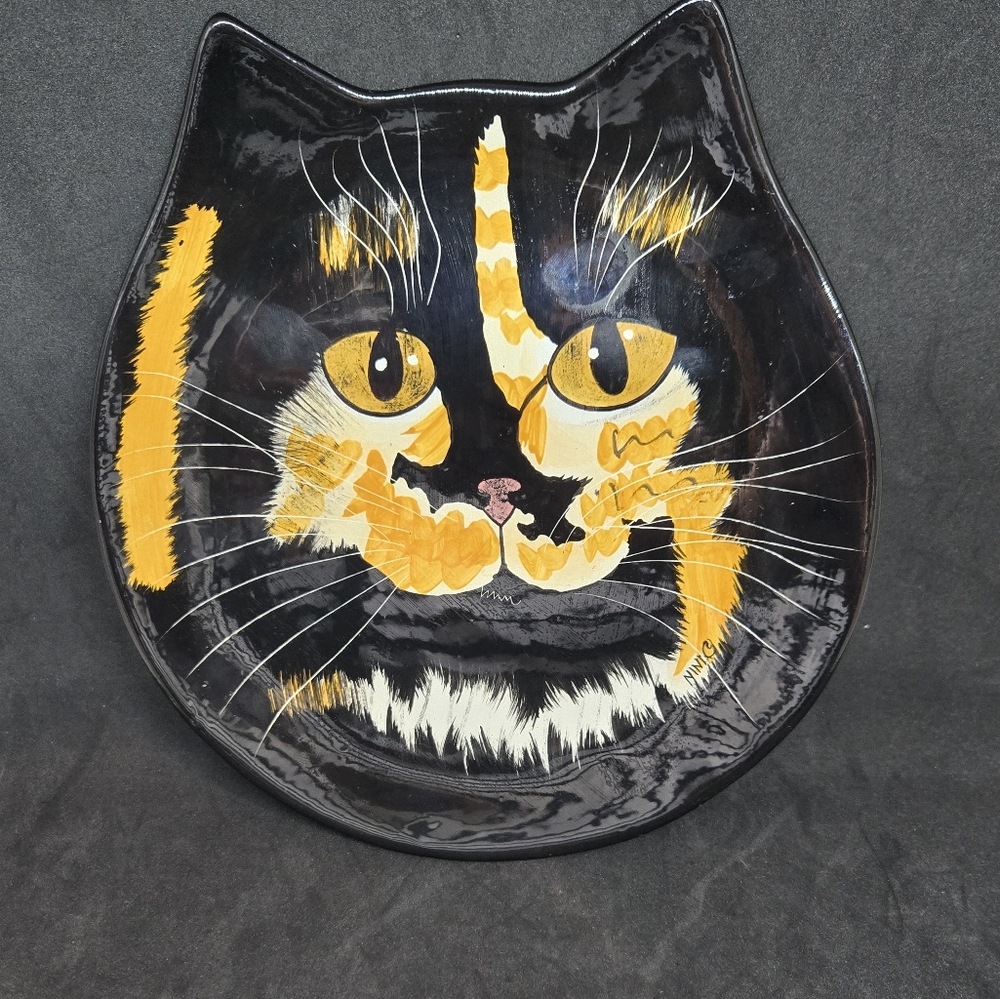 Cats by Nina Black Orange Tabby Cat Plate